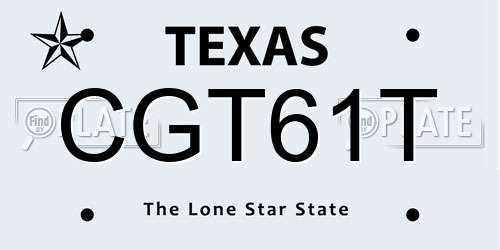 CGT61T Texas License Plate