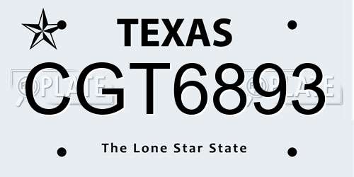 CGT6893 Texas License Plate