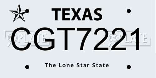 CGT7221 Texas License Plate