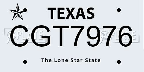 CGT7976 Texas License Plate