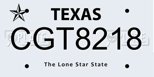 CGT8218 Texas License Plate