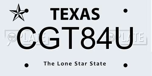 CGT84U Texas License Plate