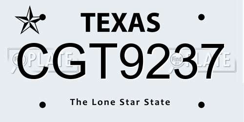 CGT9237 Texas License Plate