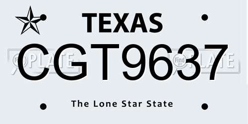 CGT9637 Texas License Plate