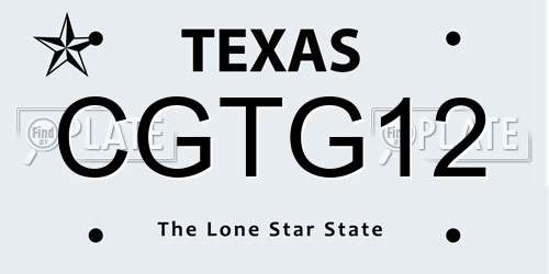 CGTG12 Texas License Plate