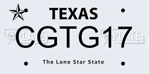 CGTG17 Texas License Plate
