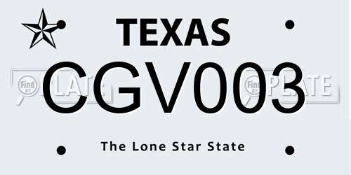 CGV003 Texas License Plate