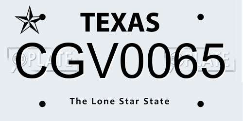 CGV0065 Texas License Plate