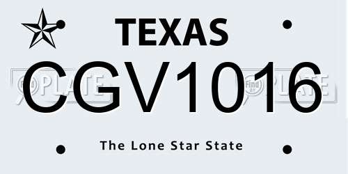 CGV1016 Texas License Plate
