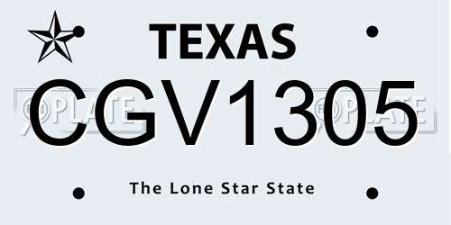 CGV1305 Texas License Plate