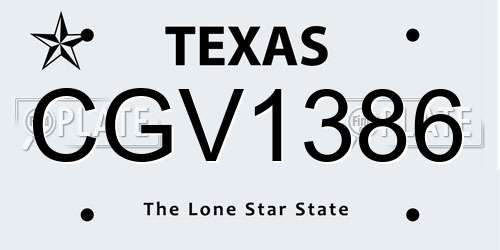 CGV1386 Texas License Plate