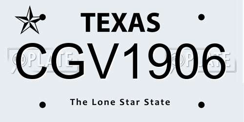 CGV1906 Texas License Plate
