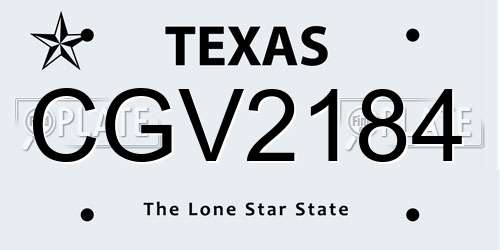 CGV2184 Texas License Plate