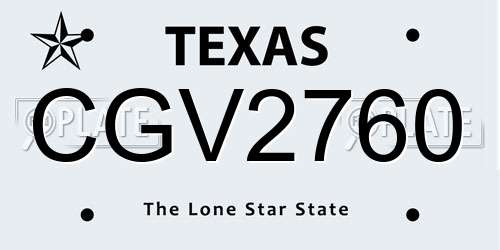 CGV2760 Texas License Plate
