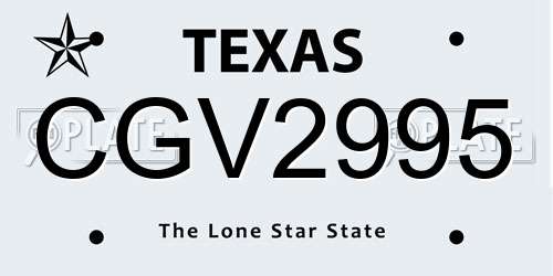 CGV2995 Texas License Plate