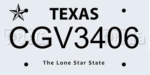 CGV3406 Texas License Plate