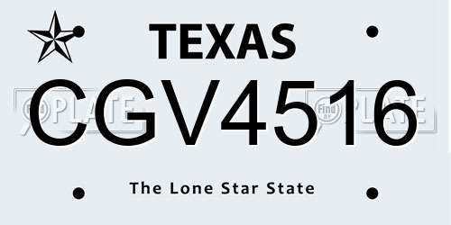 CGV4516 Texas License Plate