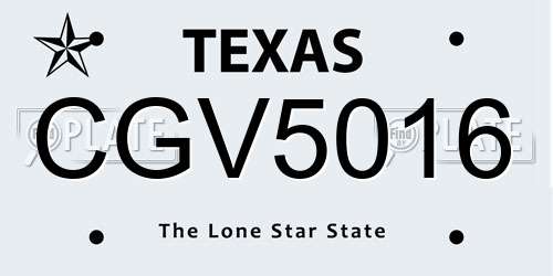 CGV5016 Texas License Plate