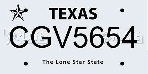CGV5654 Texas License Plate
