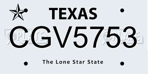 CGV5753 Texas License Plate