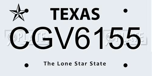 CGV6155 Texas License Plate