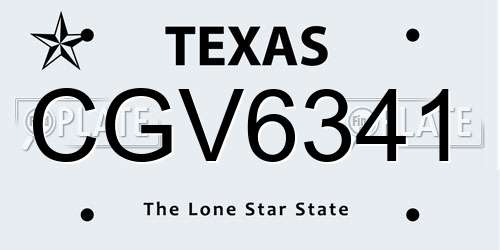 CGV6341 Texas License Plate