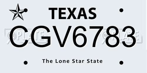 CGV6783 Texas License Plate