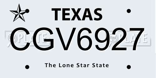CGV6927 Texas License Plate