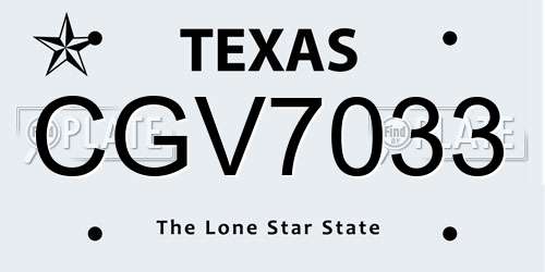 CGV7033 Texas License Plate