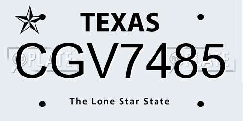 CGV7485 Texas License Plate