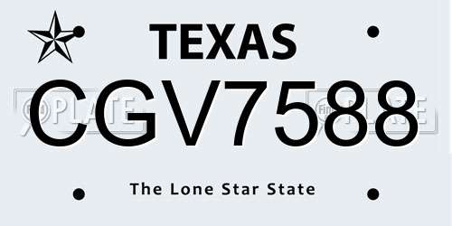 CGV7588 Texas License Plate