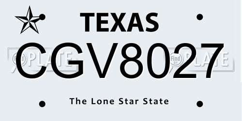 CGV8027 Texas License Plate