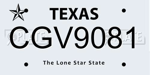 CGV9081 Texas License Plate