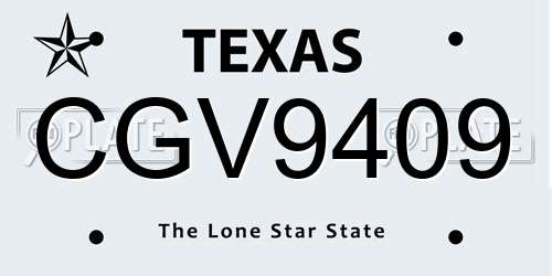 CGV9409 Texas License Plate