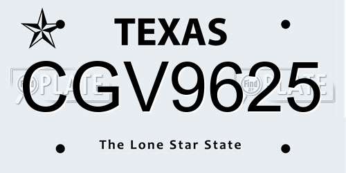 CGV9625 Texas License Plate