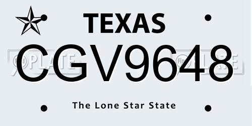 CGV9648 Texas License Plate
