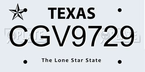 CGV9729 Texas License Plate