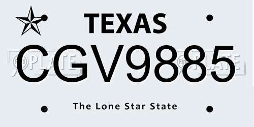 CGV9885 Texas License Plate