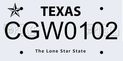 CGW0102 Texas License Plate