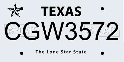 CGW3572 Texas License Plate