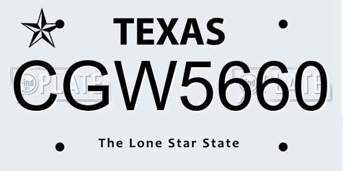 CGW5660 Texas License Plate