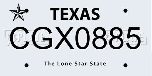 CGX0885 Texas License Plate