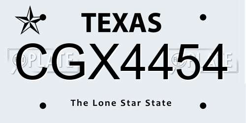 CGX4454 Texas License Plate