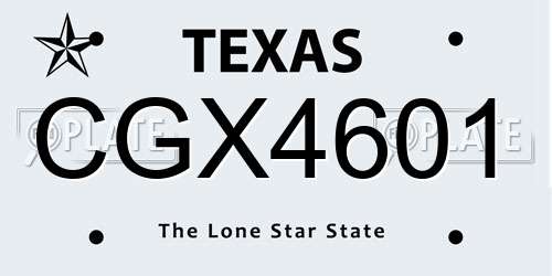 CGX4601 Texas License Plate