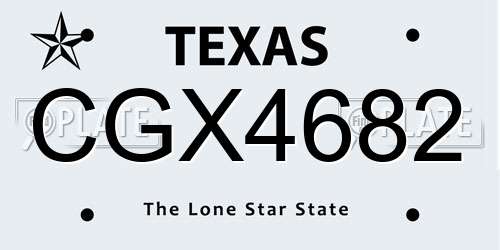 CGX4682 Texas License Plate