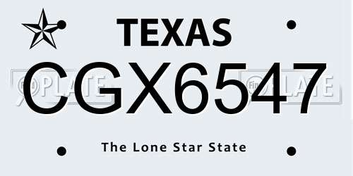 CGX6547 Texas License Plate
