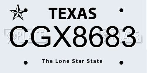 CGX8683 Texas License Plate