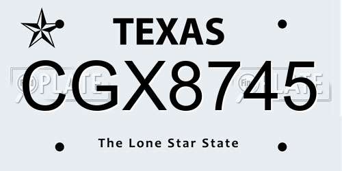 CGX8745 Texas License Plate