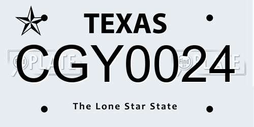 CGY0024 Texas License Plate