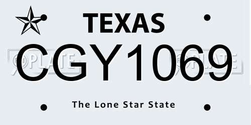CGY1069 Texas License Plate